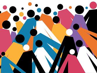 colourful abstract group of people-like figures